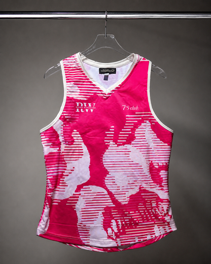 Womens summer 7s club vest - Cloud glitch - Pink