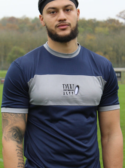 Power Stripe Training Tee - Space Blue & Grey