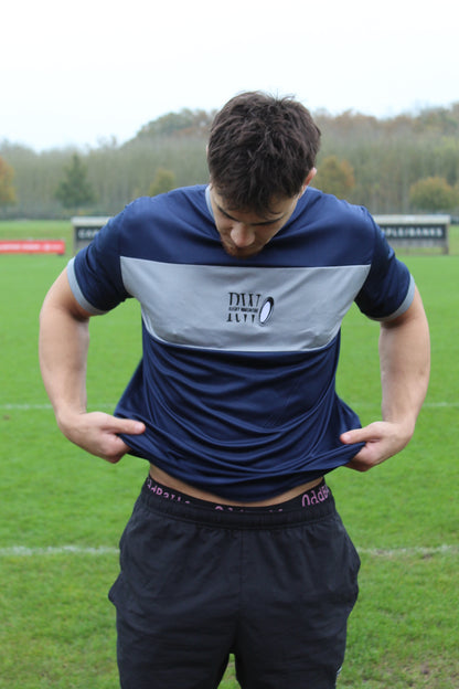 Power Stripe Training Tee - Space Blue & Grey