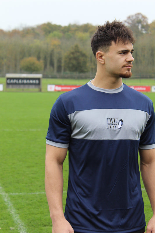 Power Stripe Training Tee - Space Blue & Grey