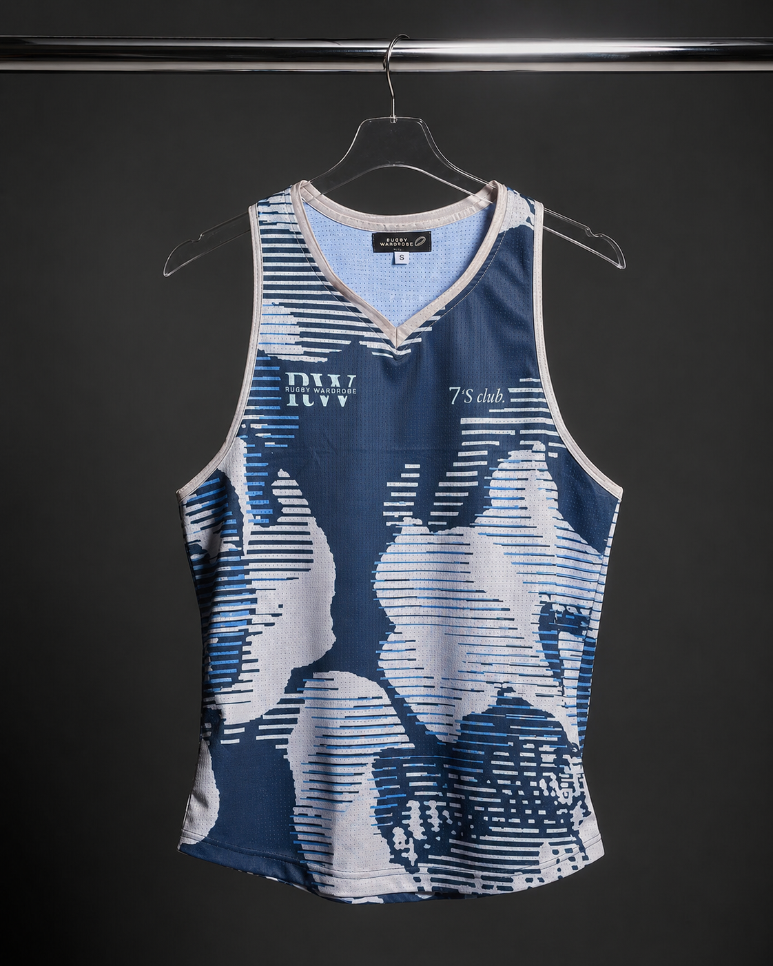 Womens summer 7s club vest - Cloud glitch - Navy