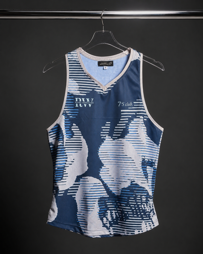 Womens summer 7s club vest - Cloud glitch - Navy