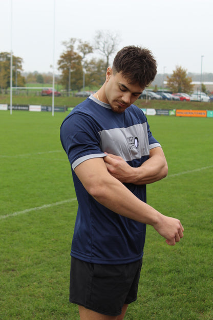 Power Stripe Training Tee - Space Blue & Grey