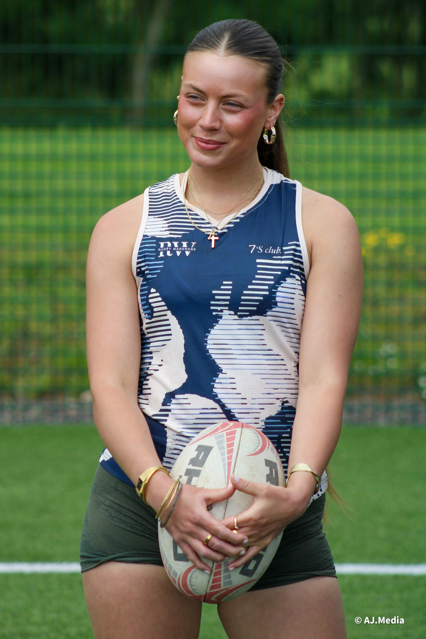 Womens summer 7s club vest - Cloud glitch - Navy