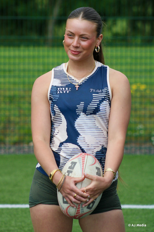 Womens summer 7s club vest - Cloud glitch - Navy
