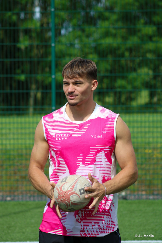 Mens Summer 7s club vest - Cloud Glitch - Pink